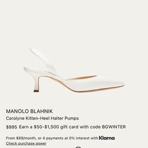 Manolo Blahnik Cream Kitten-Heel Pumps